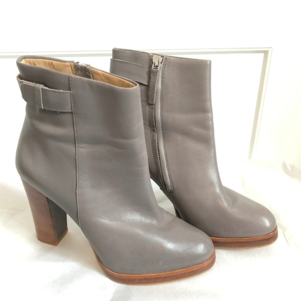Zara Woman Grey Boots Heel Ankle Booties Heels 37